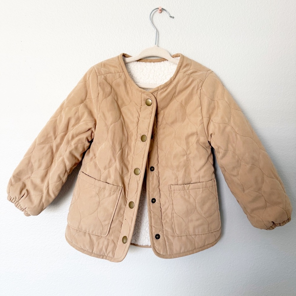 Old Navy Tan Puffer Jacket Quilted Cozy